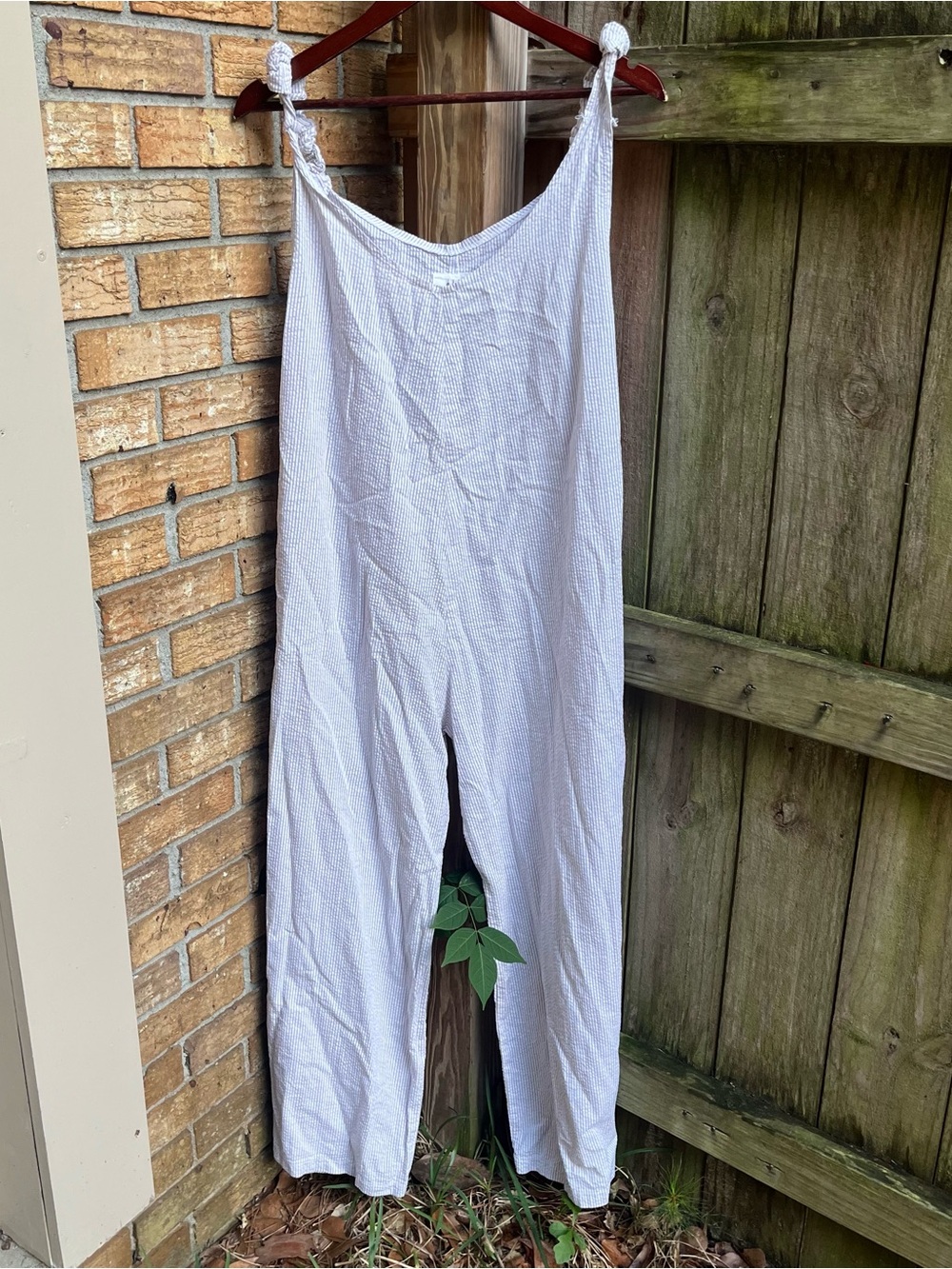 Beachwood Baby Light Tan Striped Seersucker Jumpsuit 100% Cotton